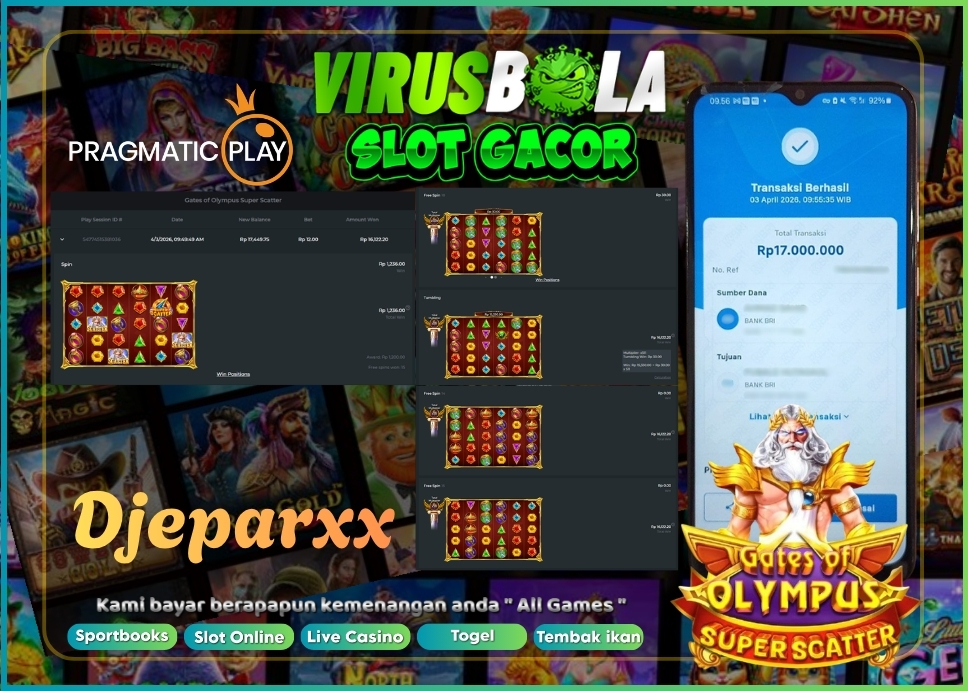VIRUSBOLA JACKPOT PRAGMATIC PLAY Rp. 16jt – GATES OF OLYMPUS SUPER SCATTER