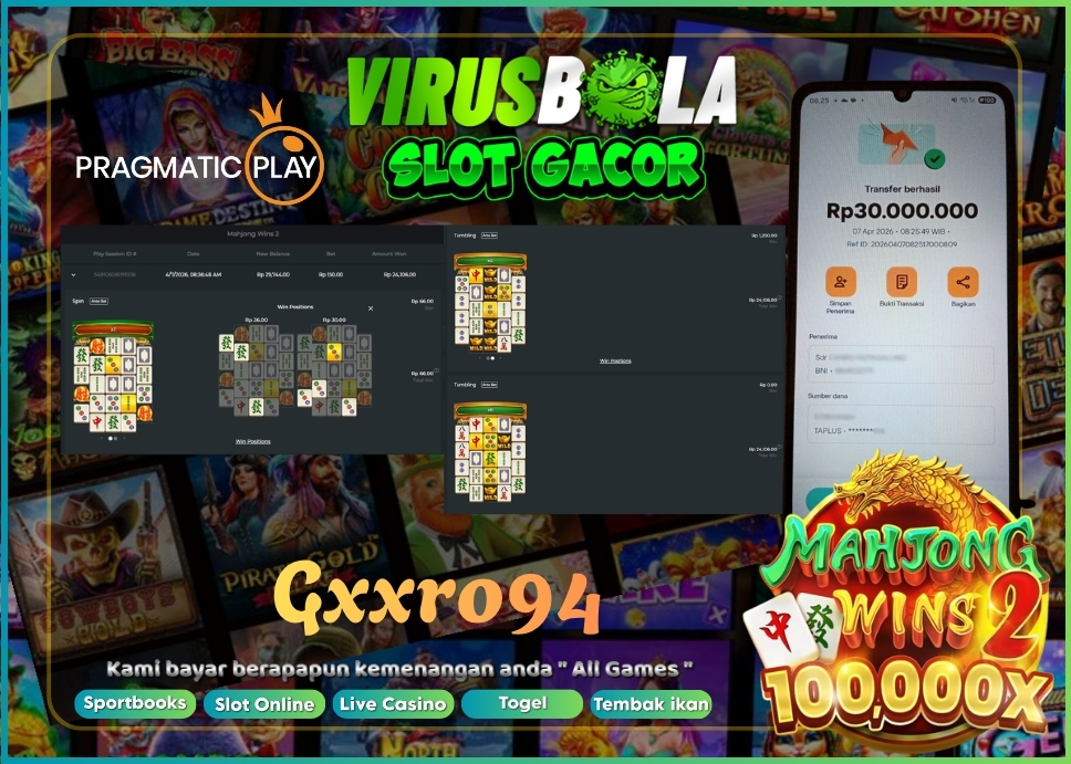 VIRUSBOLA JACKPOT PRAGMATIC PLAY Rp. 9jt – MAHJONG WINS 2