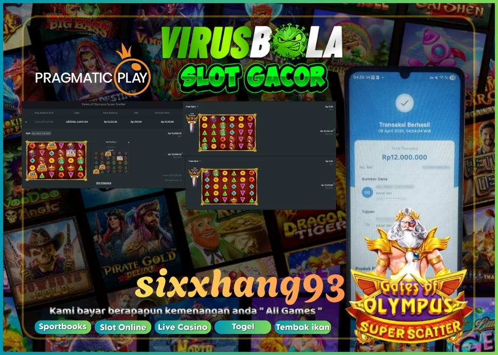VIRUSBOLA JACKPOT PRAGMATIC PLAY Rp. 10jt – GATES OF OLYMPUS SUPER SCATTER