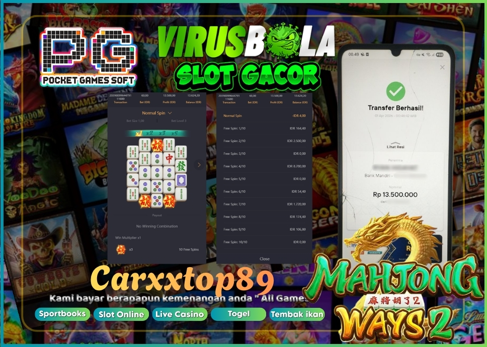 VIRUSBOLA JACKPOT PG SOFT Rp. 13jt – MAHJONG WAYS 2